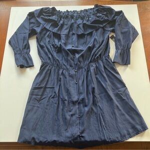 NWT Elliott & Vine Dress Women’s Navy Blue‎ Chambray Size 2XL (A4)